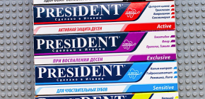 Toothpastes President, especially their composition and feedback on the application