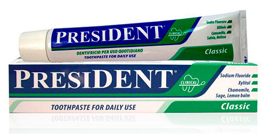 Un altro dentifricio con fluoruro President Classic