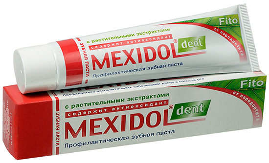 Mexidol Dent Phyto, în plus față de componentele de bază, conține, de asemenea, extracte de plante.