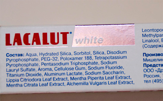 Considerar la composición de la pasta de dientes Lakalut White ...