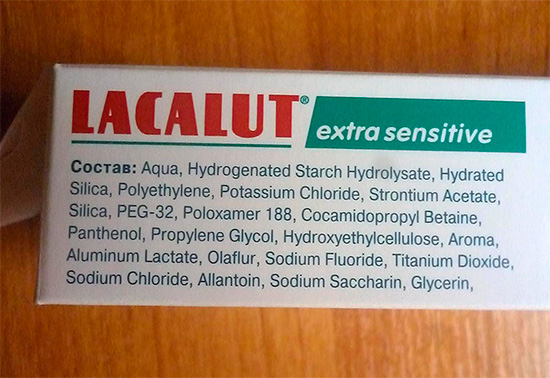 La composición de la pasta de dientes Lakalut Extra Sensitive ...